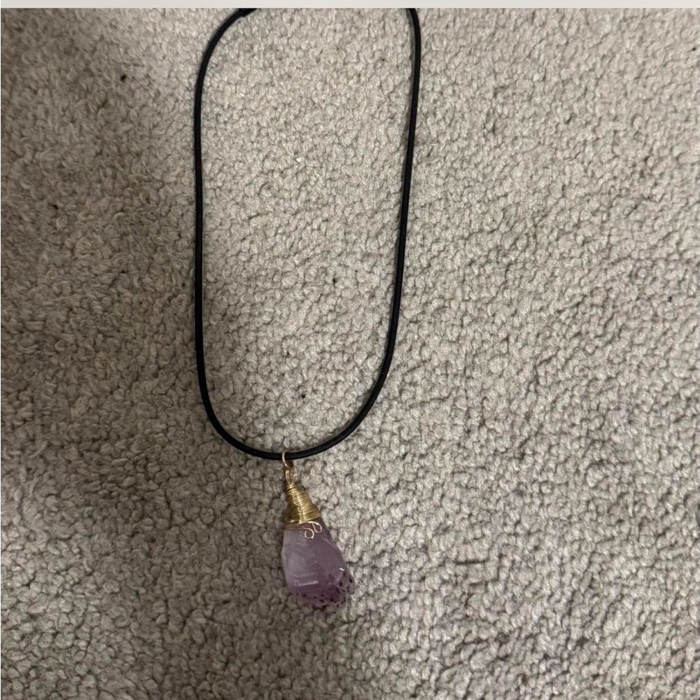Wire wrapped amethyst pendant necklace